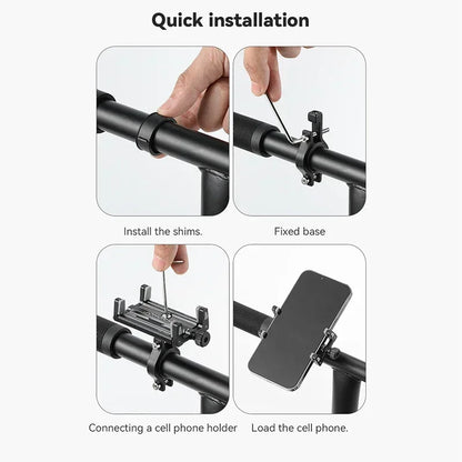 CNC Four-Claw Bike Phone Holder, Scalable Aluminum Alloy Bracket for Motorcycle and Electric Bicycle Smartphone Mount