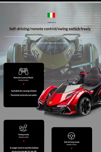 Juguete eléctrico recargable para niños de 1 a 5 años, coche de paseo con Control remoto de cuatro ruedas para niños y niñas