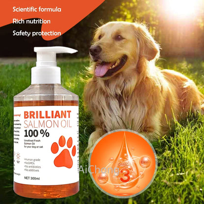 Aceite de Salmón de Grado Humano (500ml, 300ml, 200ml, 100ml) para Perros y Gatos Suplemento de Ácidos Grasos Omega 3 para una Salud y Nutrición Óptimas