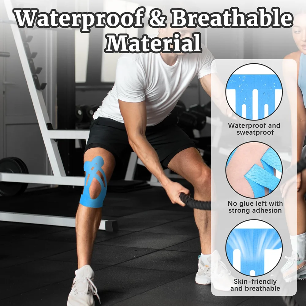 10PCS Kinesiology Tape for Knees, Waterproof & Elastic, Breathable Knee Tape, Athletic Tape Provide Support & Stability for Running