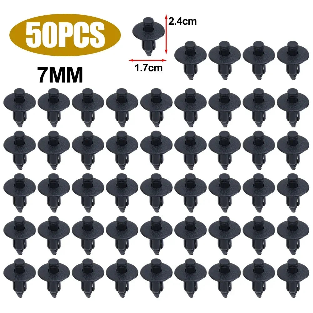 100/50pcs Car Plastic Fairing Rivet Setting Panel Fastener Clips 3 Size Mix Push Pin Auto Fastener 6mm 7mm 8mm Interior
