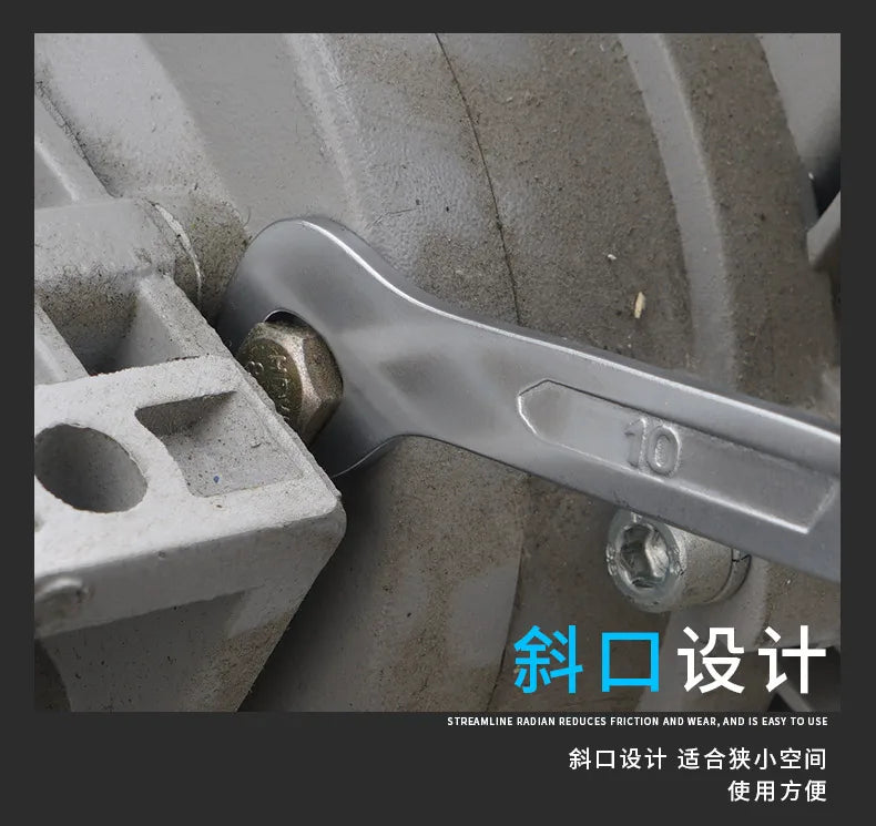 Professional Slant Long Open End Wrench Set Double Head Spanner Multi Function Auto Repair Tool