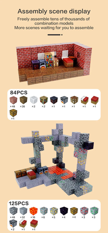 Mine World-bloques de construcción magnéticos para niños, ladrillos magnéticos con figuras, juego de construcción DIY, juguetes sensoriales STEM Montessori, regalos