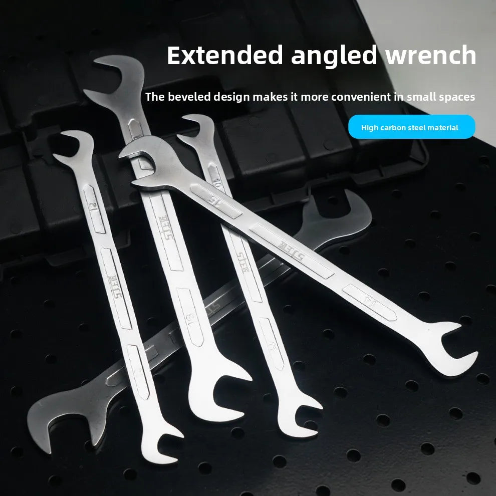 Professional Slant Long Open End Wrench Set Double Head Spanner Multi Function Auto Repair Tool