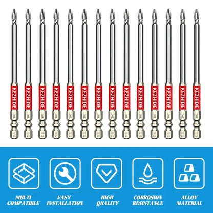 High Magnetic Screwdriver Drill Bit Set Universal Anti-Slip Teeth Phillips Magnetic Electric Screwdriver Set Lengths 25-150mm