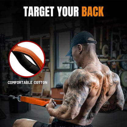 6-ring tricep rope with connection handle - heavy-duty training rope, adjustable length suitable for pushdowns and crunches.