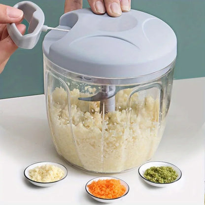 Garlic Mincer Hand Cutter - Hand Pull String Food Processor Vegetable Chopper - for Onion, Ginger, Fruits, Nuts, Dishwasher Safe