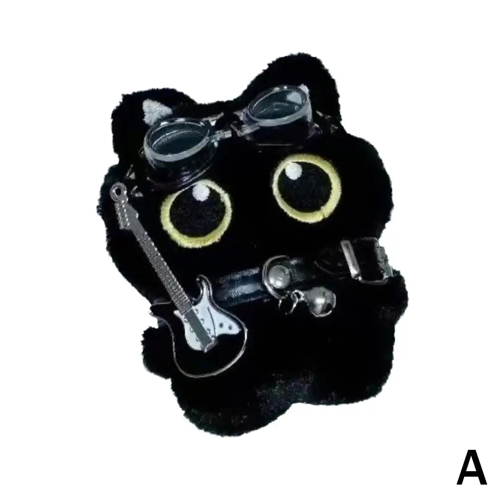 Lindo Llavero de Gato Negro de Peluche, Colgante de Dibujos Animados, Llavero Decorativo, Accesorio para Mochila, Regalo