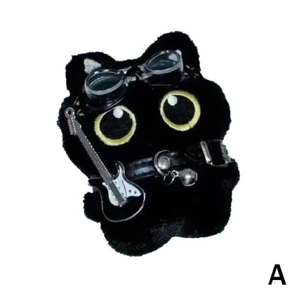 Lindo Llavero de Gato Negro de Peluche, Colgante de Dibujos Animados, Llavero Decorativo, Accesorio para Mochila, Regalo