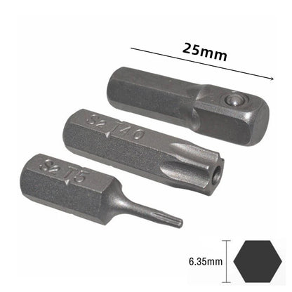 Torx Screwdriver Bit Set Tamper Proof Security Drill Bits 25mm Long Magnetic Flat Head 1/4” Hex Screw Driver Hand Tools T5-T40