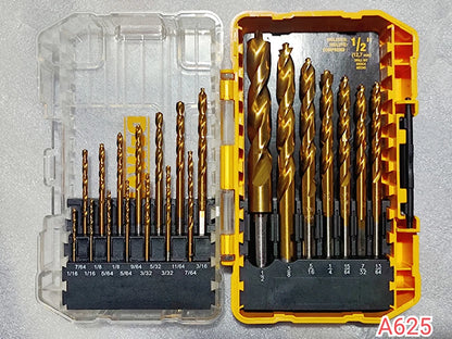 DEWALT Original DW1361 Titanium Twist Drill Bit Set Woodworking Metal HSS High Speed Steel Drill Bits 21-Pc. Tool Attachments