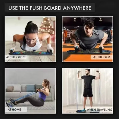 Dispositivo de entrenamiento físico y muscular con tabla de flexiones multifuncional portátil, set de entrenamiento en casa, barra de flexiones plegable con resistencia