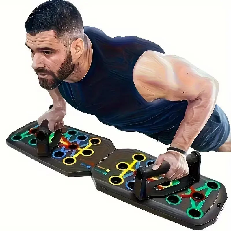 Dispositivo de entrenamiento físico y muscular con tabla de flexiones multifuncional portátil, set de entrenamiento en casa, barra de flexiones plegable con resistencia