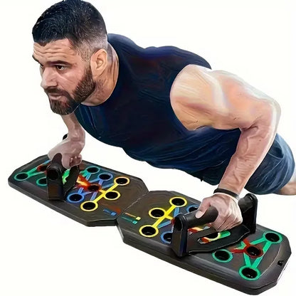 Dispositivo de entrenamiento físico y muscular con tabla de flexiones multifuncional portátil, set de entrenamiento en casa, barra de flexiones plegable con resistencia