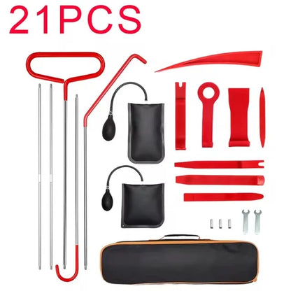 21/18PCS Car Door Tool Kit Inflatable Air Pump Auto Window Door Opening Tool Long Reach Grabber Kits with Carrying Bag