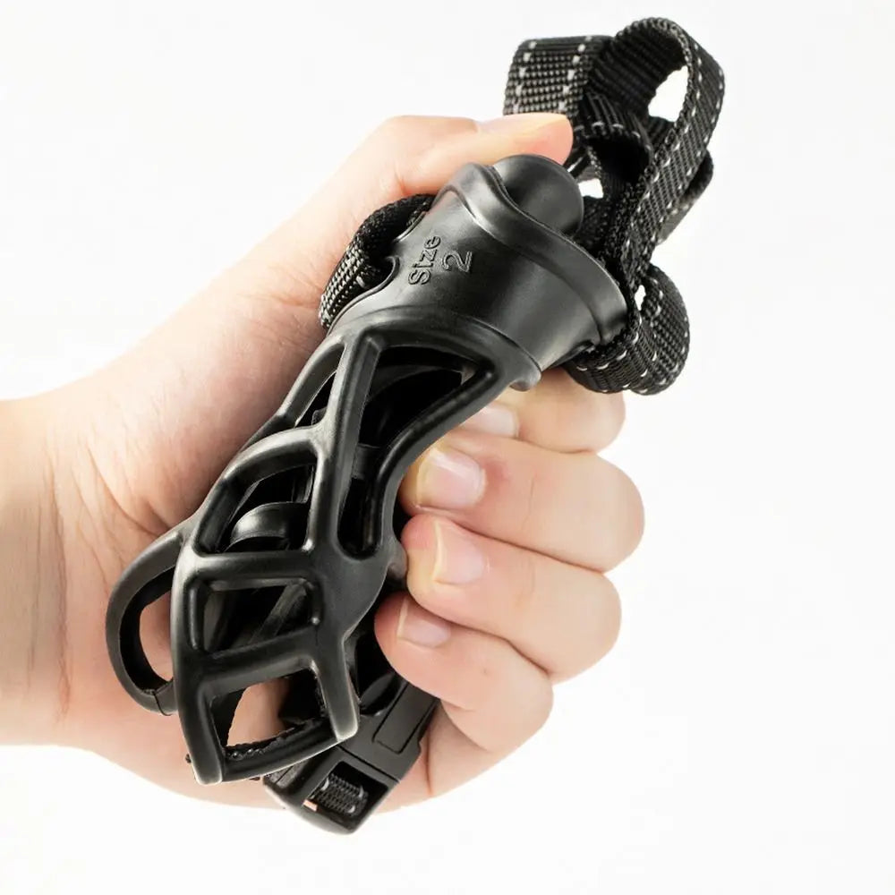 Adjustable Anti-Bite Dog Muzzle with Reflective Strip, Breathable Plastic, Allows Drinking Water