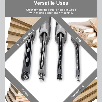 HSS Square Hole Drill Set - Auger Mortising Chisel Bit, Woodworking Drilling Tool, For DIY Furniture 1pc