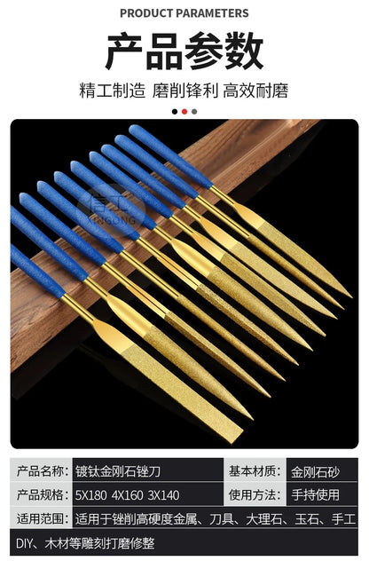 Diamond File, Titanium-coated File, Metal Jade Grinding Tool Set