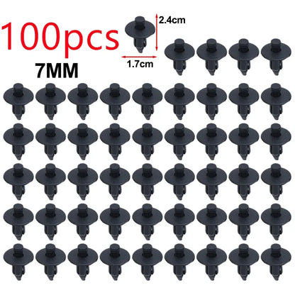 100/50pcs Car Plastic Fairing Rivet Setting Panel Fastener Clips 3 Size Mix Push Pin Auto Fastener 6mm 7mm 8mm Interior