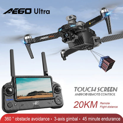 Nuevo Dron AE60 con GPS, Cámara HD Profesional 8K, Gimbal de 3 Ejes sin Escobillas, Evitación de Obstáculos, Pantalla Táctil, Lanzamiento Aéreo, FPV, Drones de Seguridad