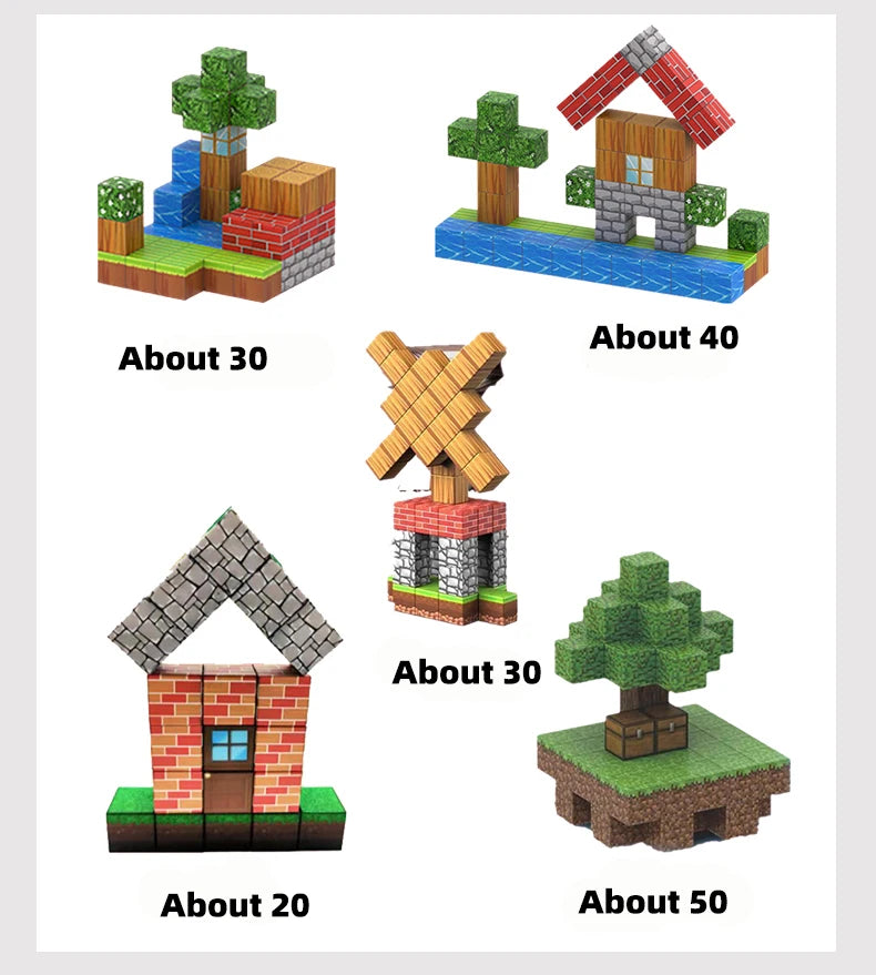 Mine World-bloques de construcción magnéticos para niños, ladrillos magnéticos con figuras, juego de construcción DIY, juguetes sensoriales STEM Montessori, regalos
