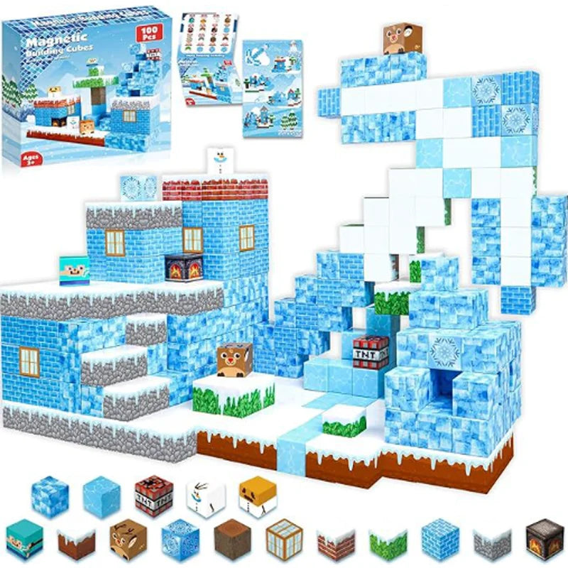 Juego de Bloques de Construcción Magnéticos Montessori STEM, Juguetes Educativos Sensoriales, Mundo de Mario, Niños y Niñas, Cubo Magnético DIY, Regalo