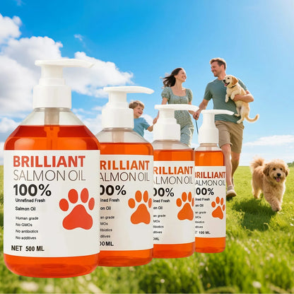 Aceite de Salmón de Grado Humano (500ml, 300ml, 200ml, 100ml) para Perros y Gatos Suplemento de Ácidos Grasos Omega 3 para una Salud y Nutrición Óptimas