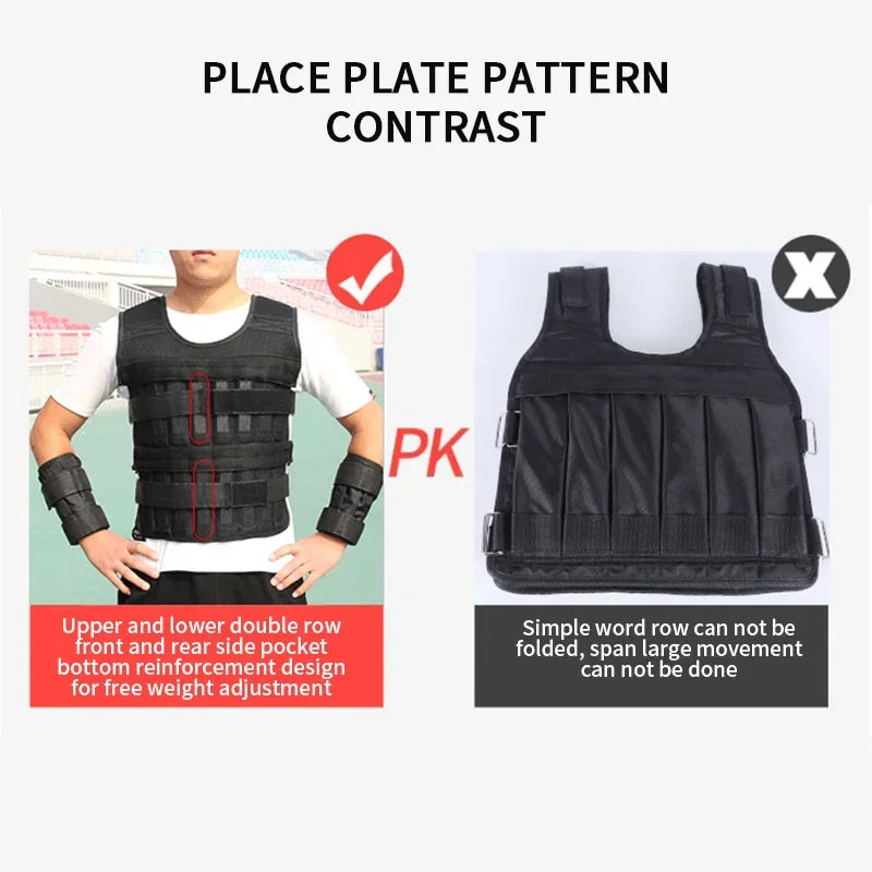 New training jacket, gym and fitness equipment, 15/35KG adjustable loading weight vest, training vest for running and boxing, sand clothing