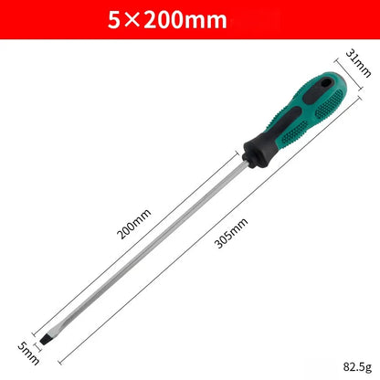 2Pcs Rubber Handle Screwdriver Set Extra Long Chrome Vanadium Steel Magnetic Flat Head and Cross Head Screwdriver Hand Tools