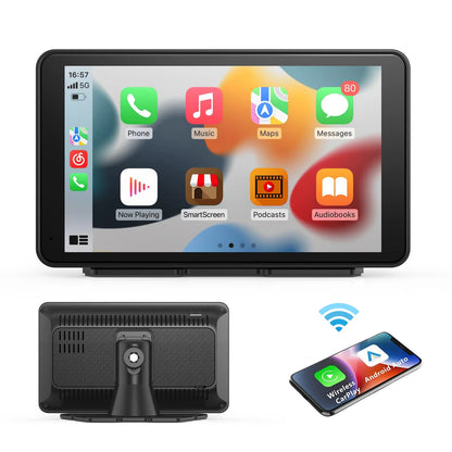Universal Portable CarPlay Car Screen, Car Radio Multimedia WiFi Video Player, Wireless CarPlay Display for Apple or Android