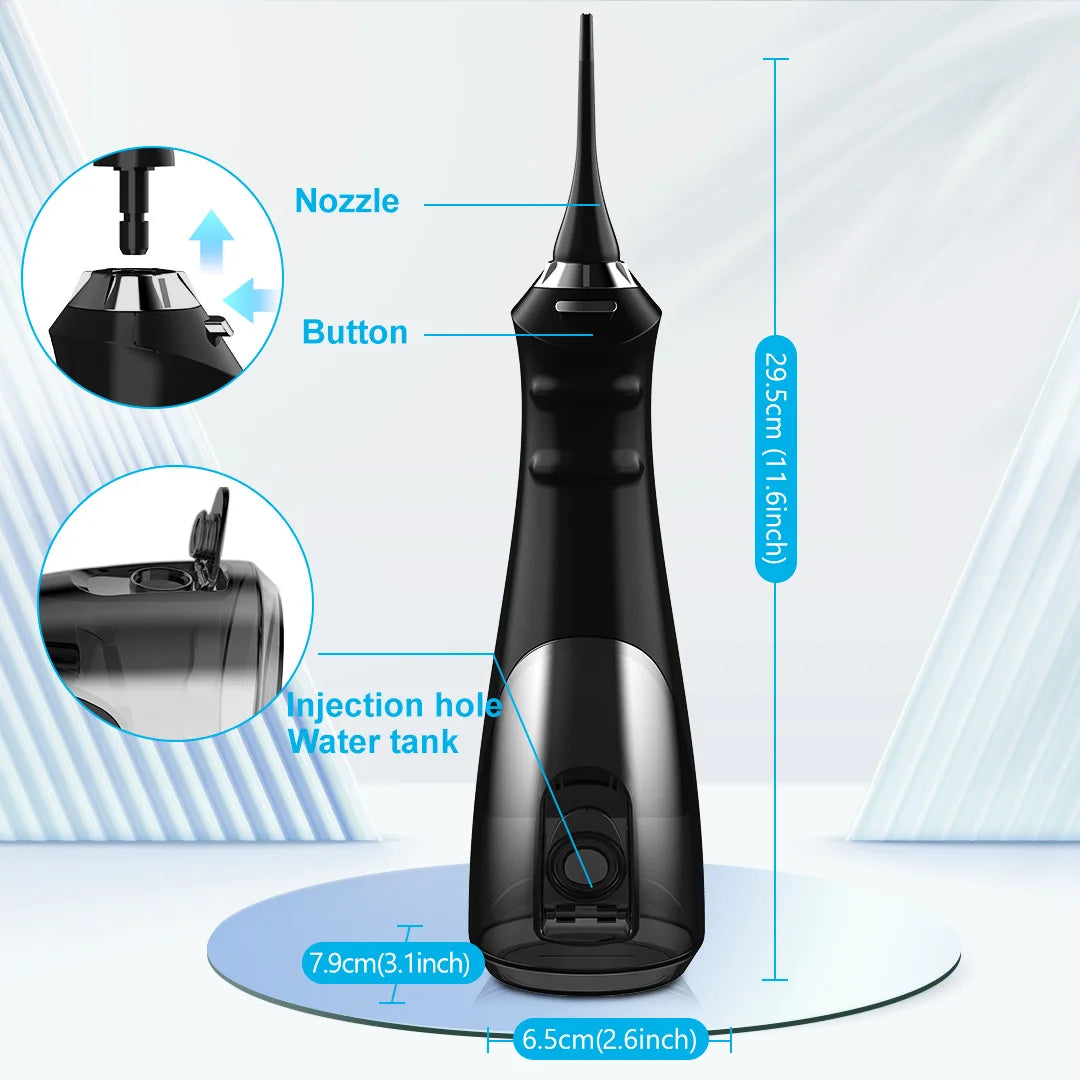 SEJOY Water Flosser Dental Oral Irrigator Teeth Whitening Strips Portable 230ML Tank 5 Modes 8 Jet Tips for Home Use