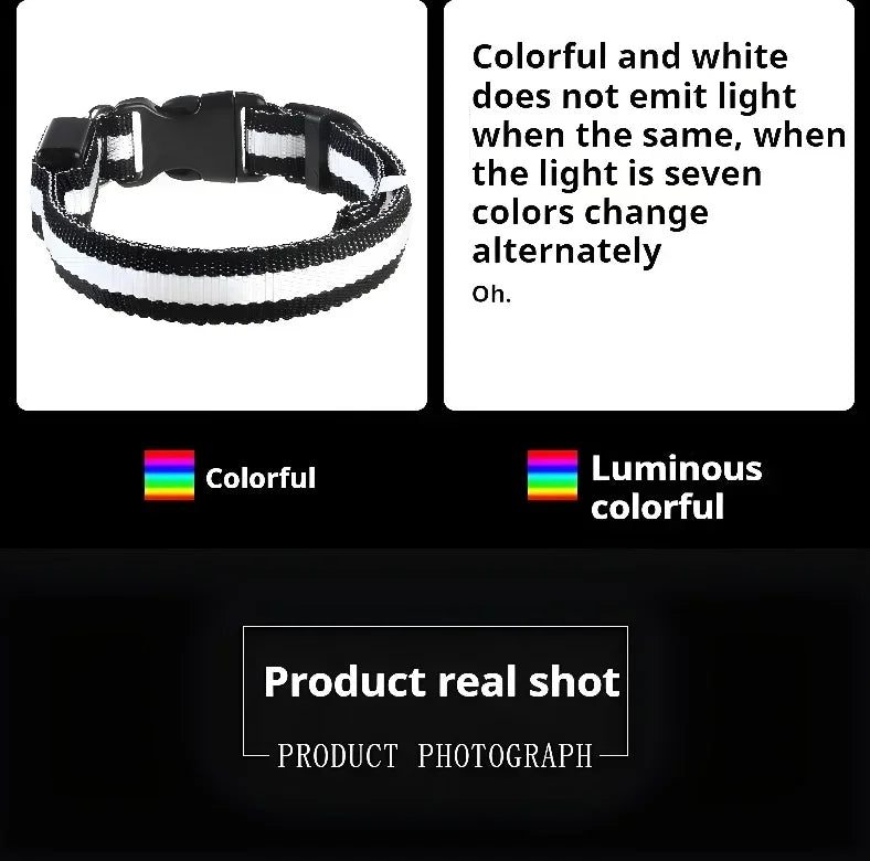 Dog Collar Nylon LED Night Safety Flashing Glow In The Dark Pet Dog Leash Pet Dogs Luminous Fluorescent Dog Accessories Collar