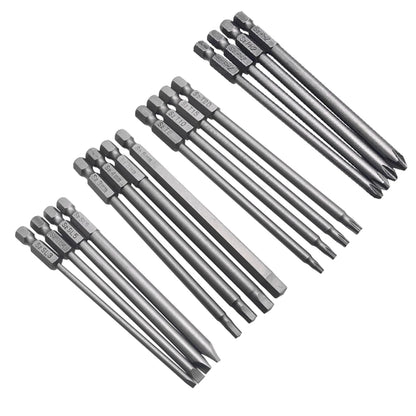 4Pc 1/4inch Hex Shank 100mm Long Screwdriver Bits Set For Torx / Hexagon / Cross / Slotted Hand Tool Alloy Steel