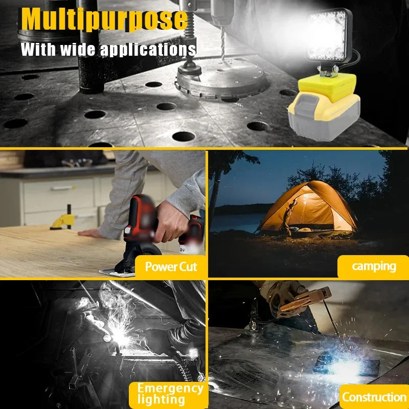 Piezas de herramientas eléctricas para Makita, DeWalt, Bosch, Milwaukee, Ryobi, linterna con batería de litio, luz de trabajo, lámpara de Camping