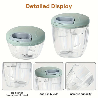 Garlic Mincer Hand Cutter - Hand Pull String Food Processor Vegetable Chopper - for Onion, Ginger, Fruits, Nuts, Dishwasher Safe
