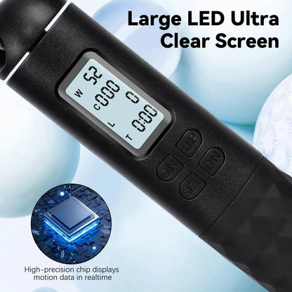 2-in-1 Smart Digital Weighted Jump Rope with LED Display Counter Cordless Skipping Rope Adjustable PVC Steel Wire Anti-Slip Handle for Adult Indoor Outdoor Cardio Workout Home Gym Fitness Training Portable Exercise Equipment
