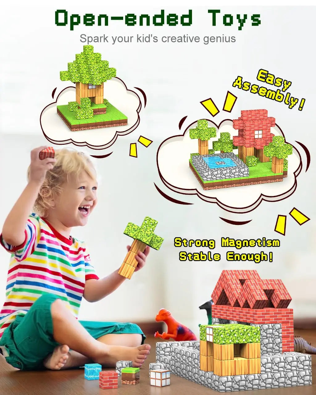 Juego de bloques magnéticos de 10-500 piezas, juguetes de construcción, modelo de mundo magnético, para niños y niñas, cubos sensoriales STEM Montessori, regalos para niños pequeños