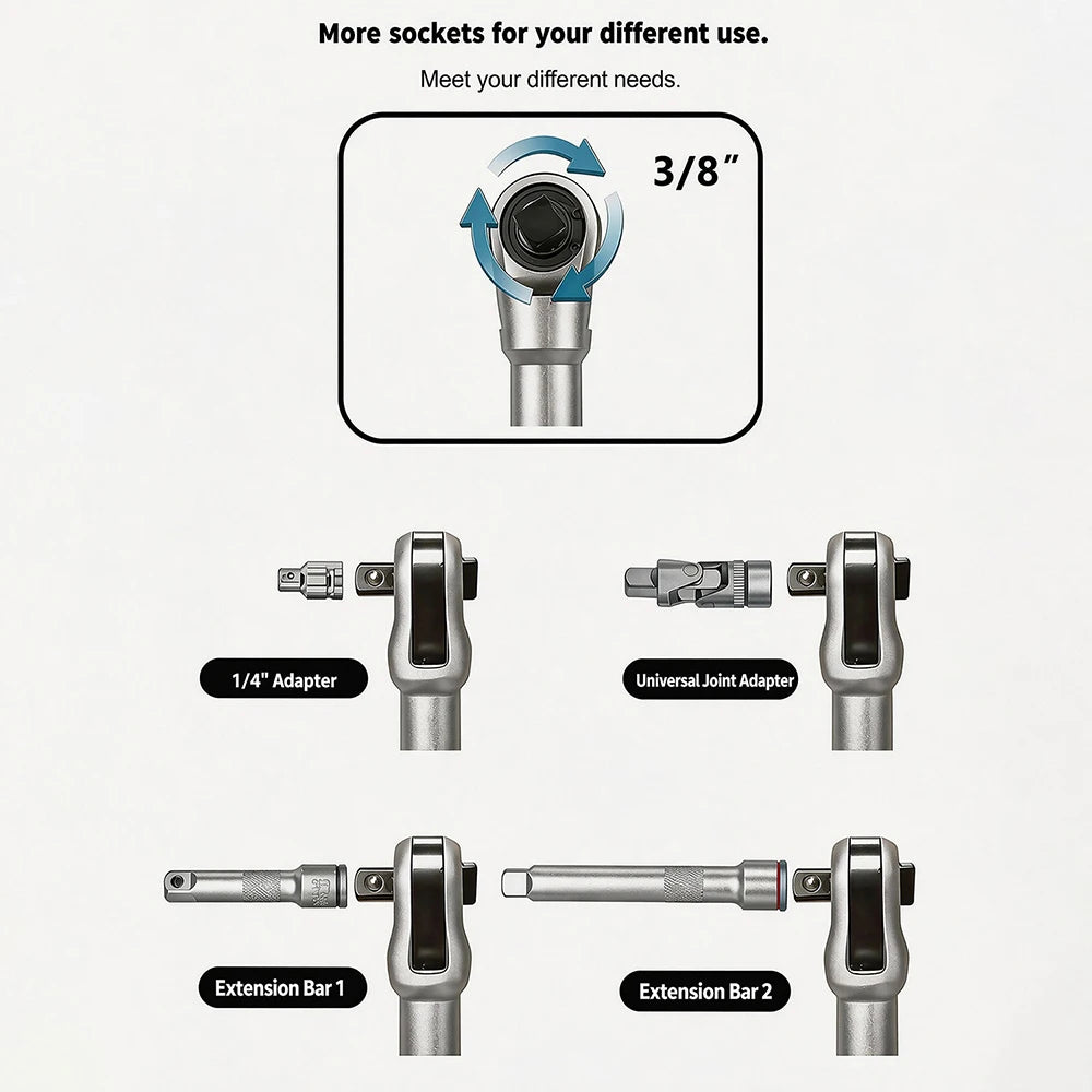 USB-C Rechargeable Electric Ratchet Wrench 3.6V 320 RPM 1/4' 3/8' Bidirectional with LED Battery Indicator for DIY Repair Auto