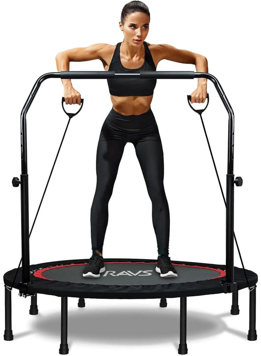 Trampolín de Ejercicio RAVS de 48" para Adultos, con Manillar, para Uso Interior
