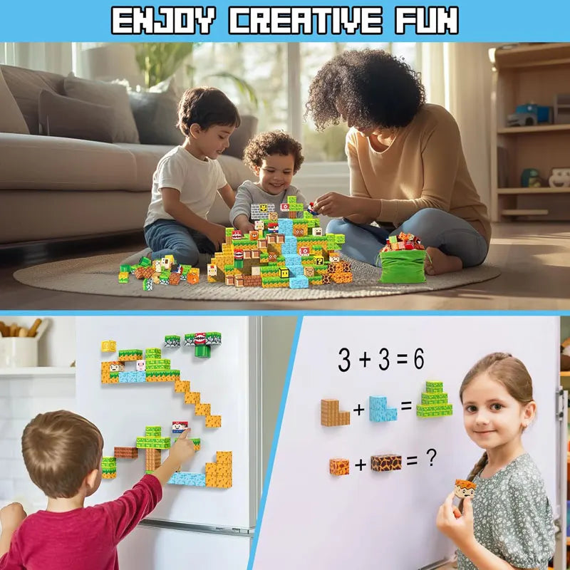 Juego de bloques magnéticos de 10-500 piezas, juguetes de construcción, modelo de mundo magnético, para niños y niñas, cubos sensoriales STEM Montessori, regalos para niños pequeños
