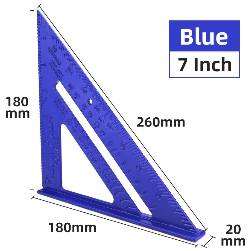 Triangle Ruler 7Inch Measurement Tool Aluminium Alloy Carpenter Set Square Angle Woodworking Tools Try Square Triangular Metric