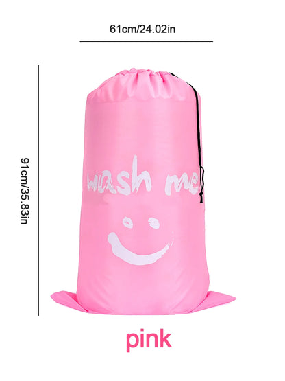 Smile Nylon Laundry Bag Travel Storage Pouch Machine Washable Dirty Clothes Storage Wash Drawstring Bag Large Capacity