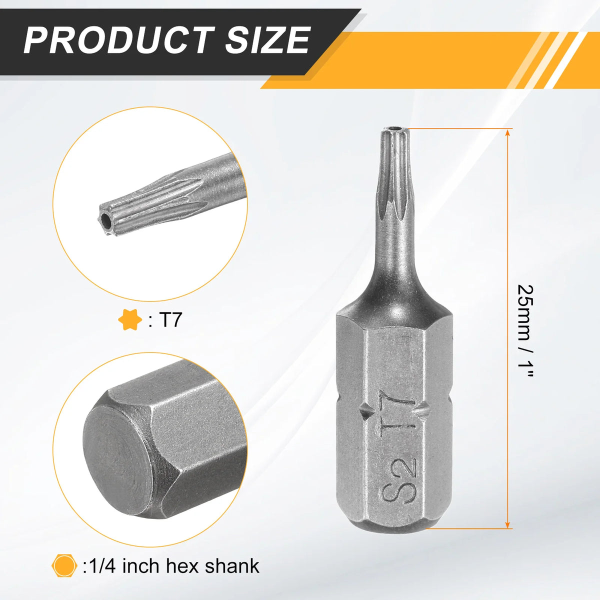 2/5/10pcs T6 T8 T10 T15 T20 T25 T27 T30 T40 Torx Screwdriver Bit 1/4" Hex Shank 25mm S2 Star Head Hex Security Screw Driver Bits