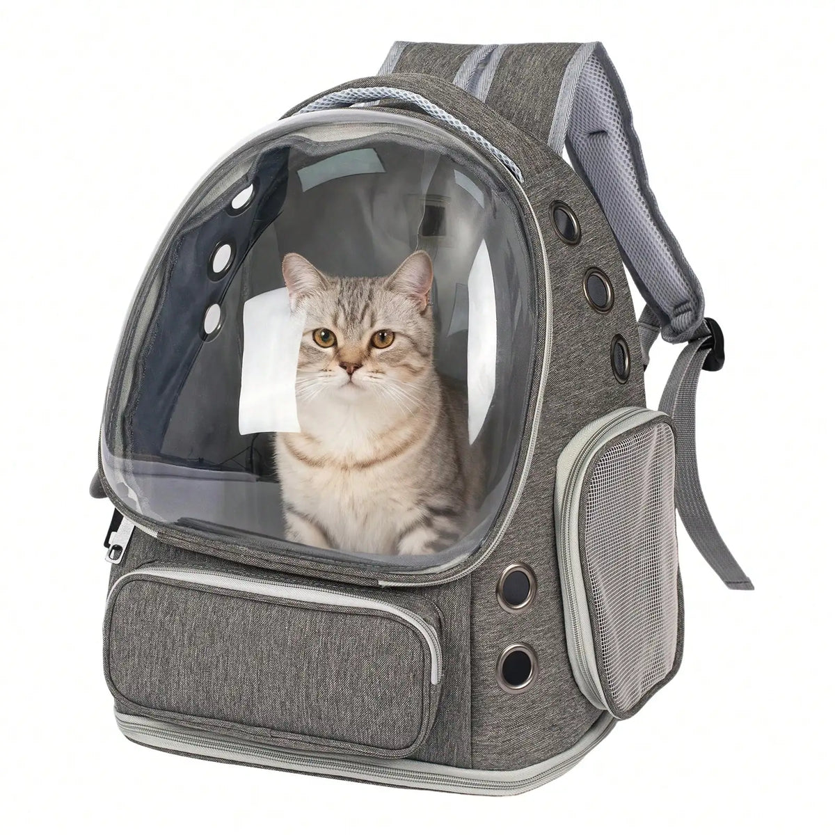 Mochila transparente de gran capacidad para mascotas - Diseño portátil de doble hombro, ideal para viajar y aventuras al aire libre con gatos y perros pequeños