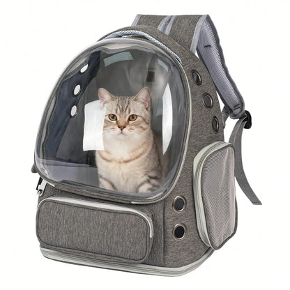 Mochila transparente de gran capacidad para mascotas - Diseño portátil de doble hombro, ideal para viajar y aventuras al aire libre con gatos y perros pequeños