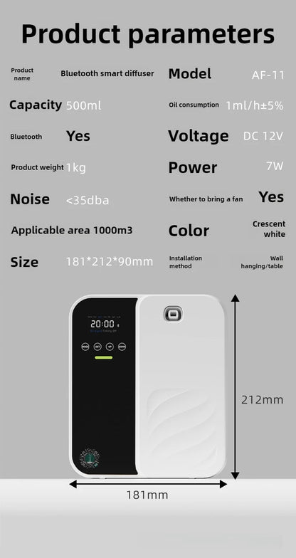 500ml Smart Aroma Diffuser - Bluetooth, Auto Spray, 1000m³ Coverage & Odor Elimination for Home/Commercial (Hotel/Bar/Spa)