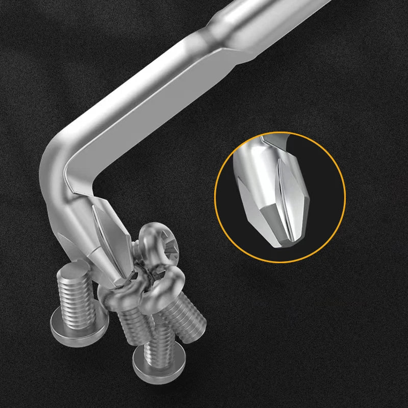 BROPPE Z-Type Screwdriver L-Shaped 90-Degree Right-Angle Elbow Bend Phillips/Slotted With Magnetic Short Screwdriver