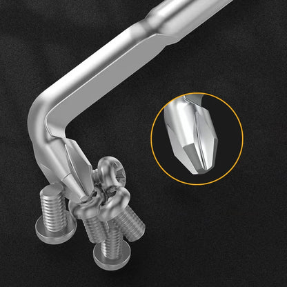 BROPPE Z-Type Screwdriver L-Shaped 90-Degree Right-Angle Elbow Bend Phillips/Slotted With Magnetic Short Screwdriver