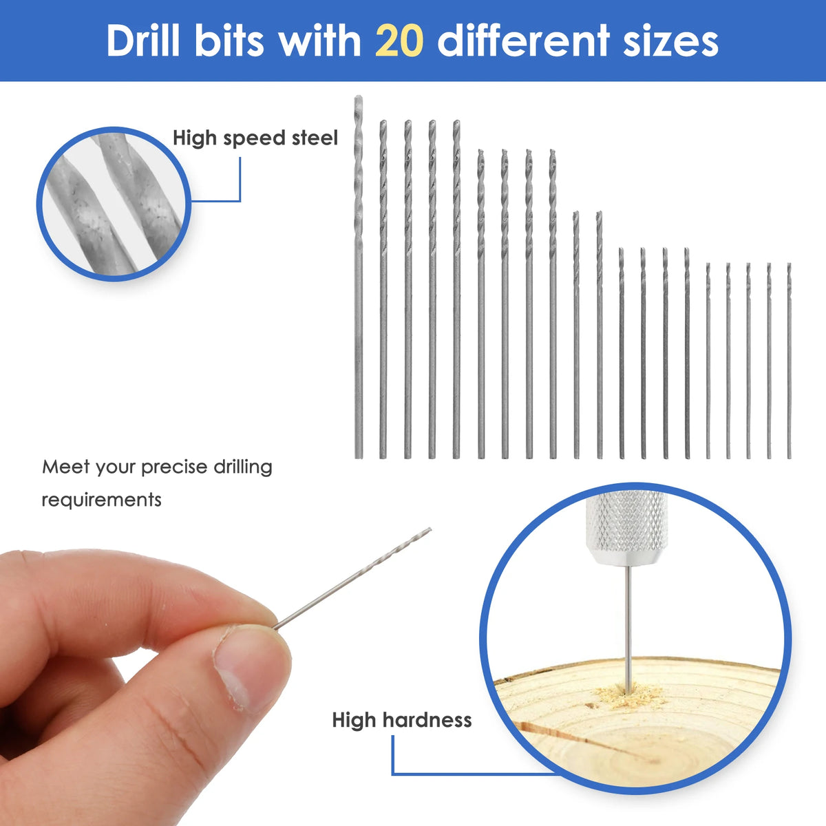 Mini Hand Drill Twist Drill Bits Set With Alloy Steel Twist Drills Rotary Tools For Craft Carving DIY Woodworking Plastic Jewelr
