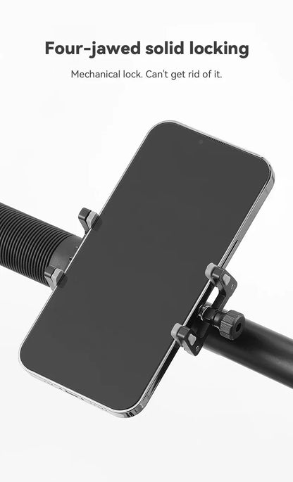 CNC Four-Claw Bike Phone Holder, Scalable Aluminum Alloy Bracket for Motorcycle and Electric Bicycle Smartphone Mount